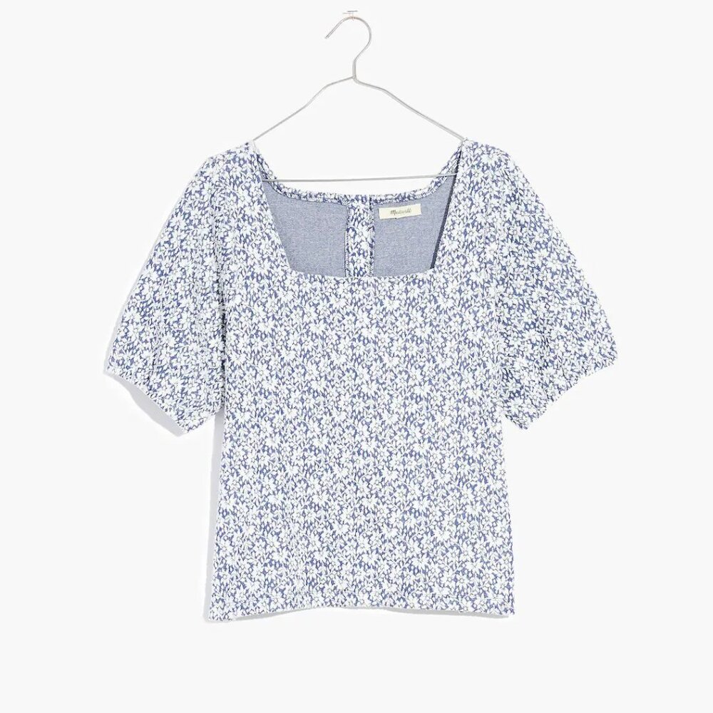 Madewell Floral Jacquard Button-Back Top XXS